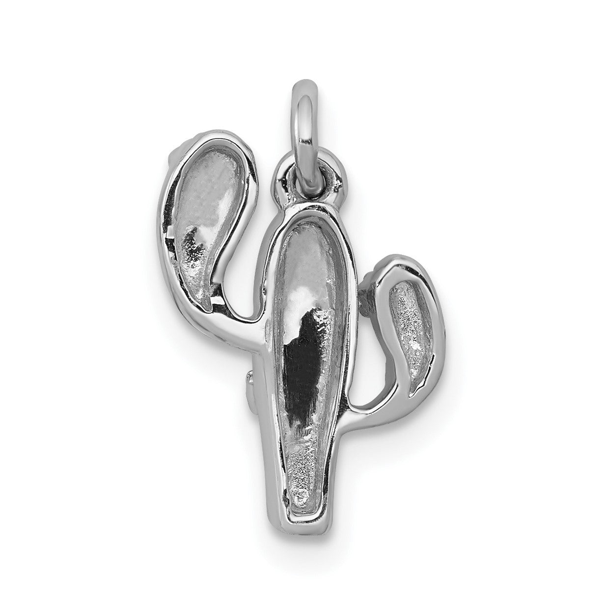 14k White Gold Diamond Cactus Pendant
