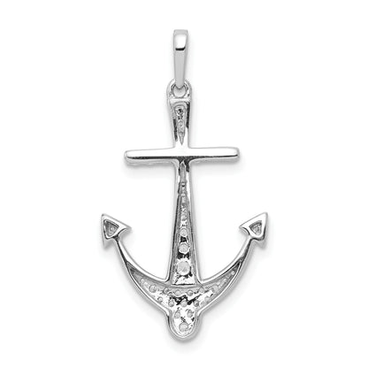 14k White Gold 1/4 carat Diamond Anchor Pendant