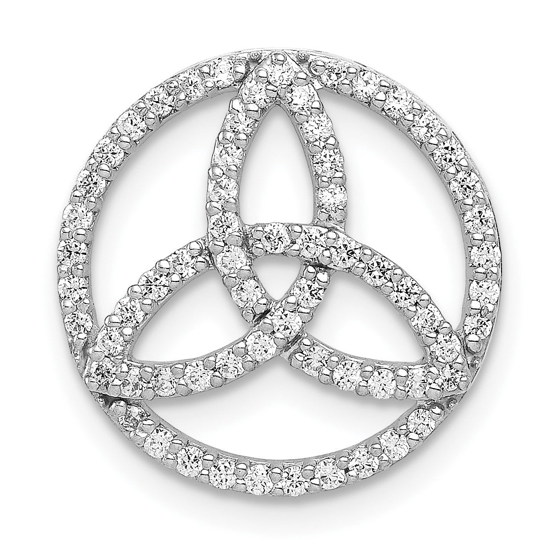 14k White Gold 1/3 carat Diamond Celtic Circle Chain Slide
