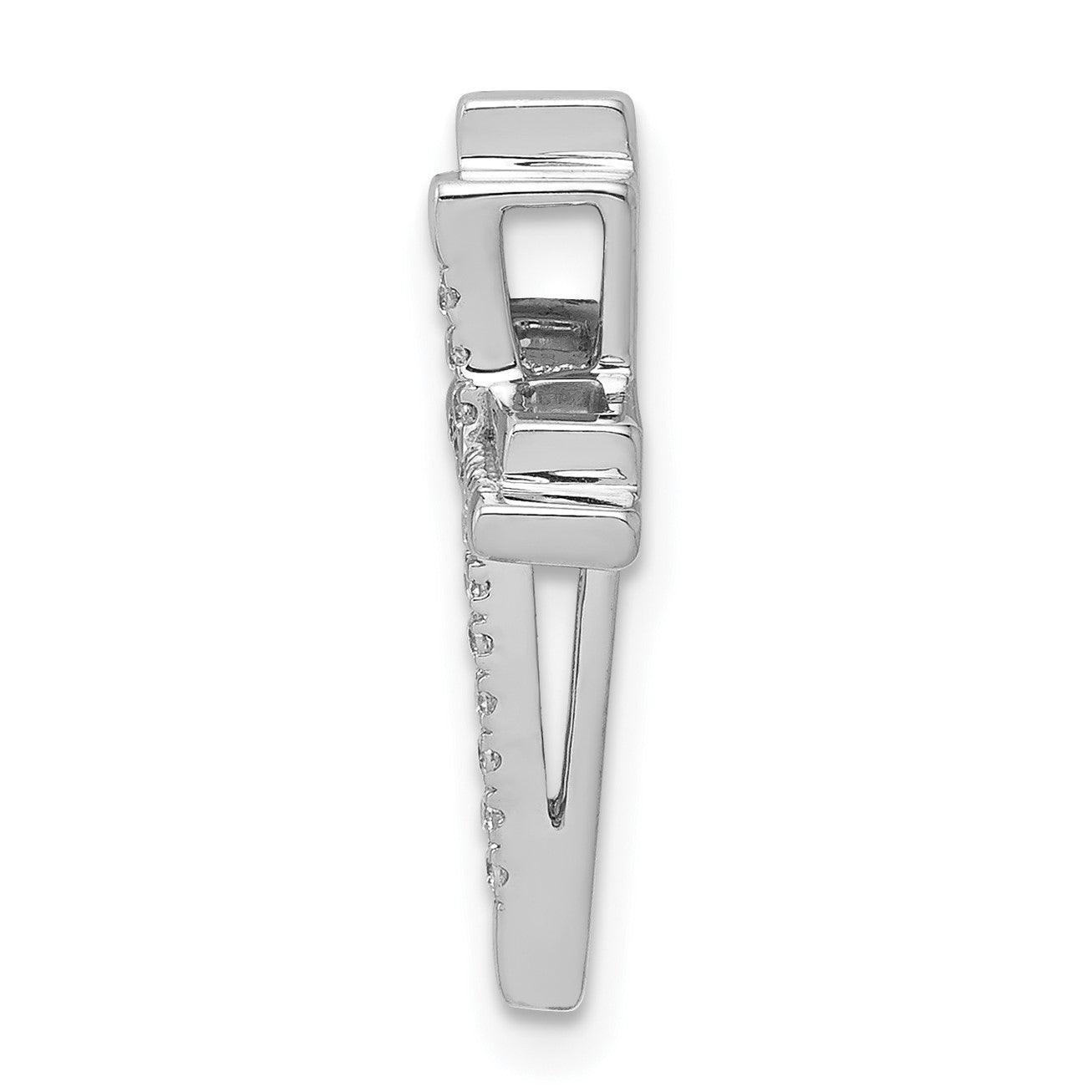 14k White Gold 1/10 carat Diamond Double Cross Chain Slide