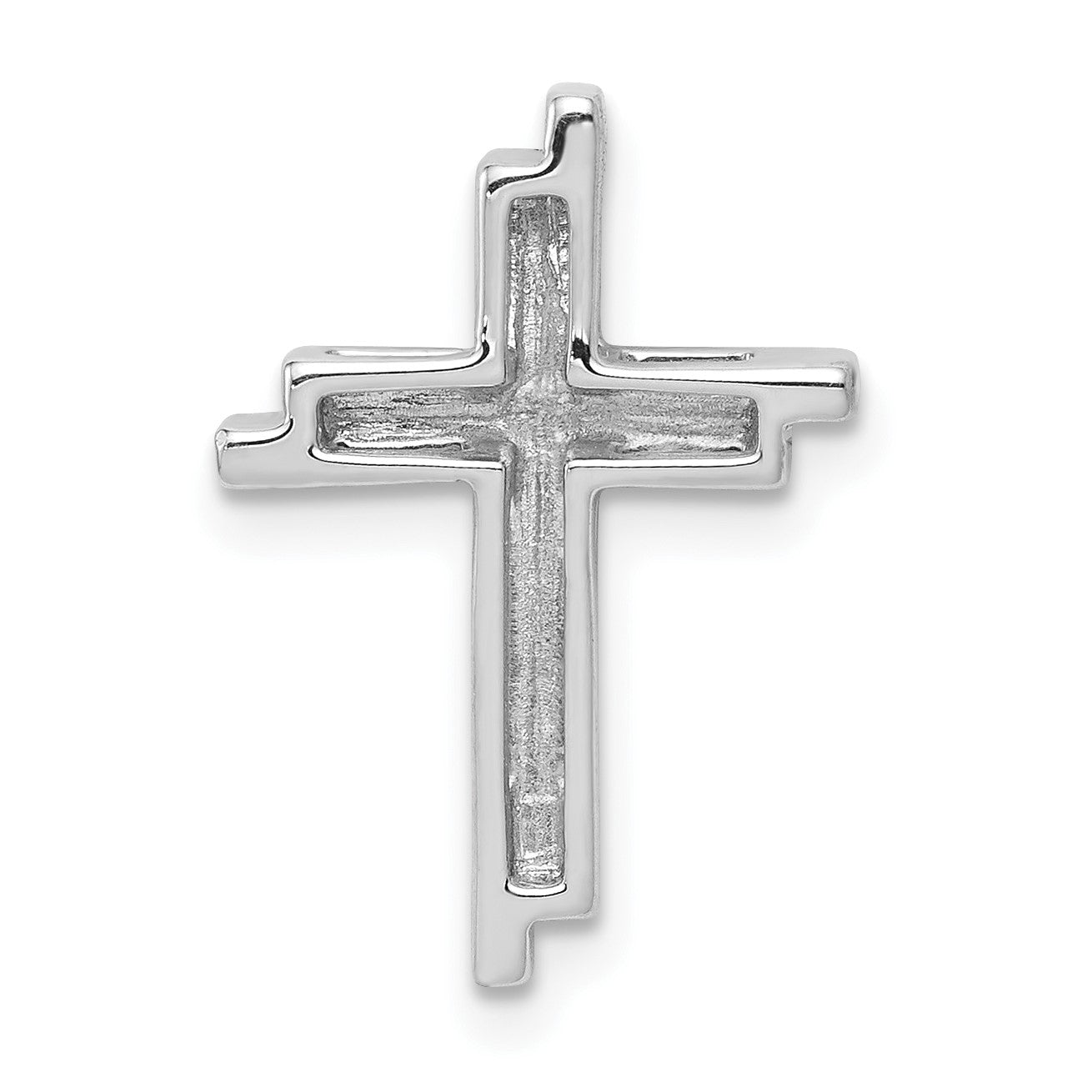 14k White Gold 1/10 carat Diamond Double Cross Chain Slide