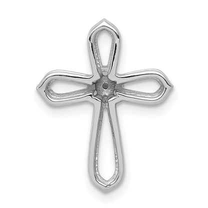 14k White Gold 1/20 carat Diamond Cross Pendant