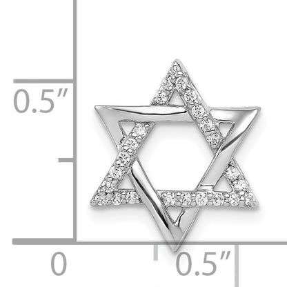 14k White Gold 1/8 carat Diamond Star of David Chain Slide