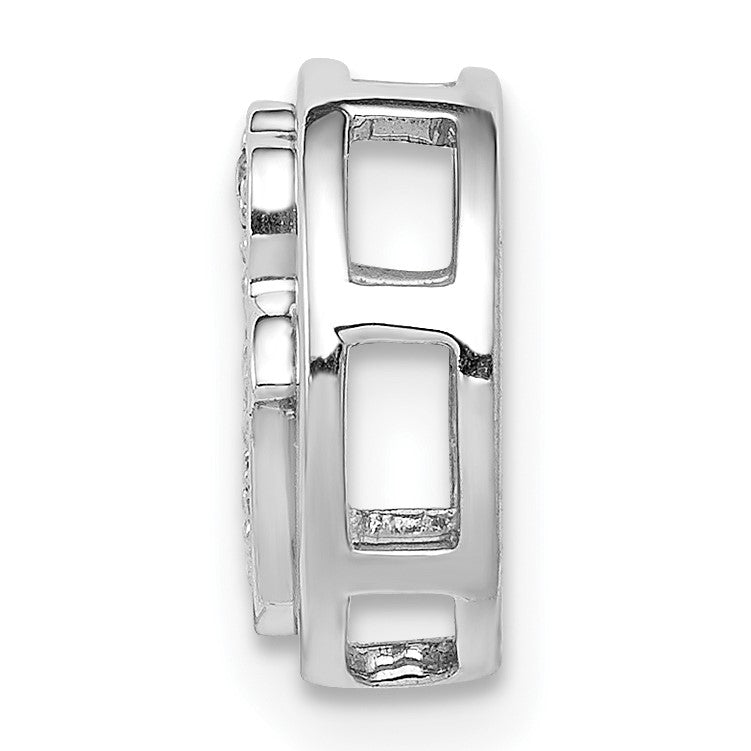 14k White Gold 1/10 carat Diamond Hamsa Round Chain Slide