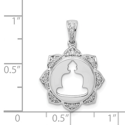 14k White Gold 1/6 carat Diamond Buddha Pendant