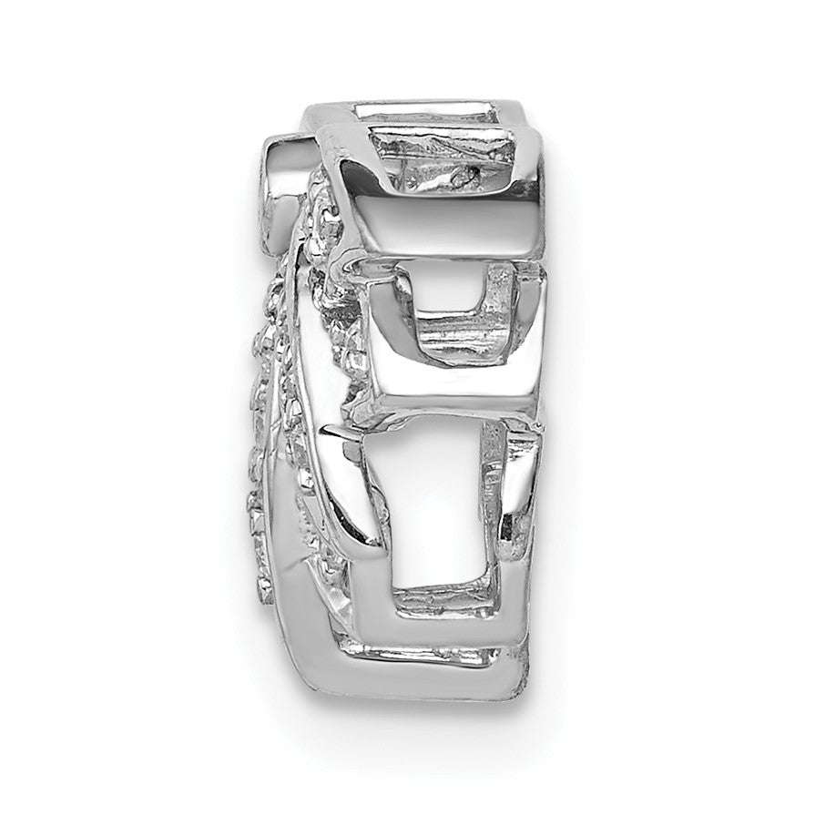14k White Gold 1/5 carat Diamond Lotus Flower Chain Slide