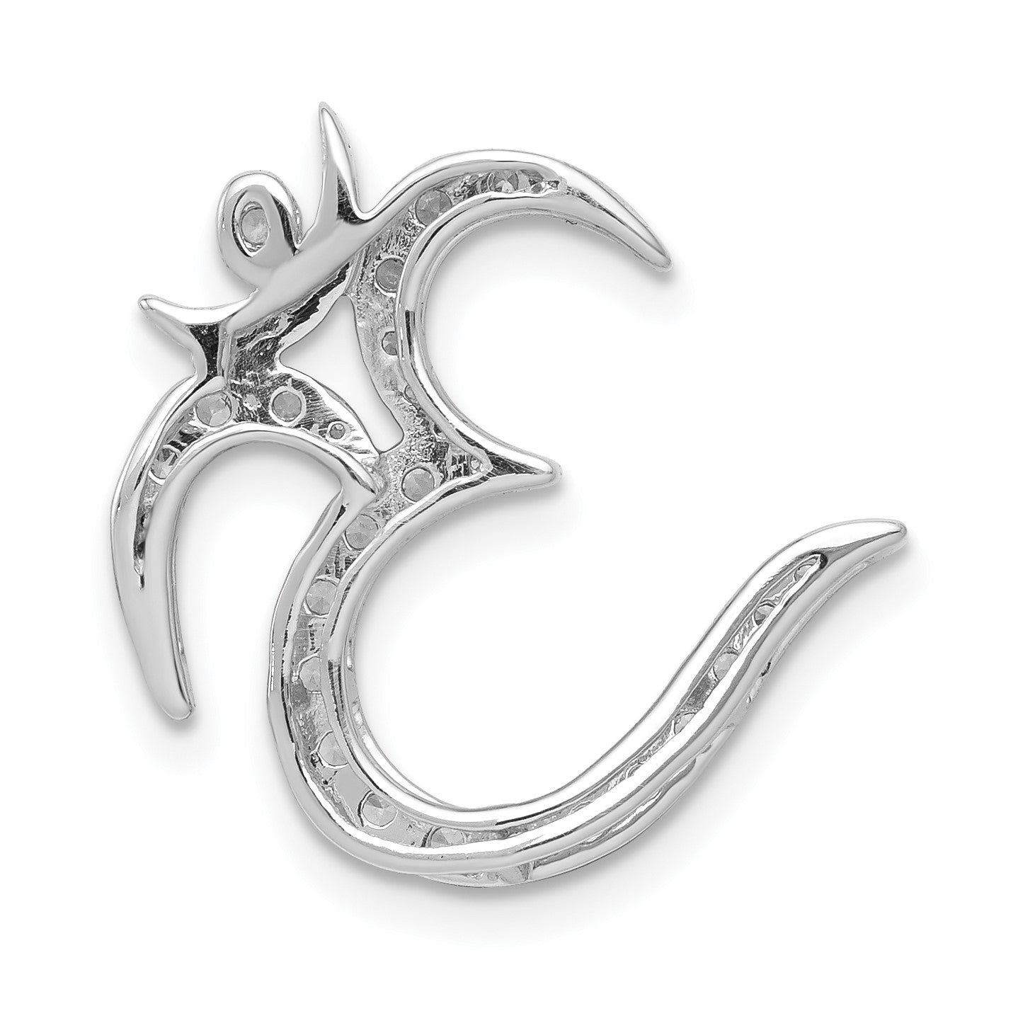 14k White Gold 3/8 carat Diamond Om Symbol Chain Slide