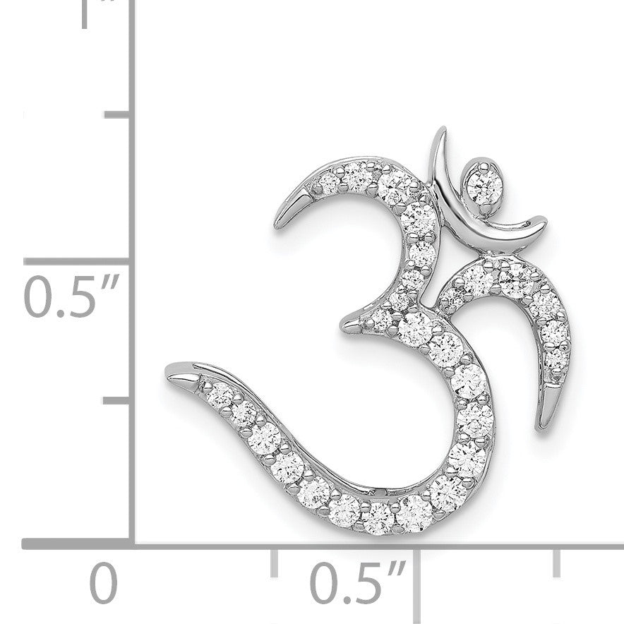 14k White Gold 3/8 carat Diamond Om Symbol Chain Slide