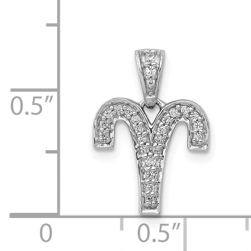 14k White Gold Diamond Aries Zodiac Pendant