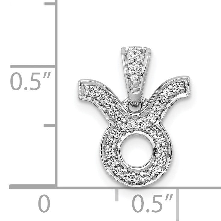 14k White Gold Diamond Taurus Zodiac Pendant