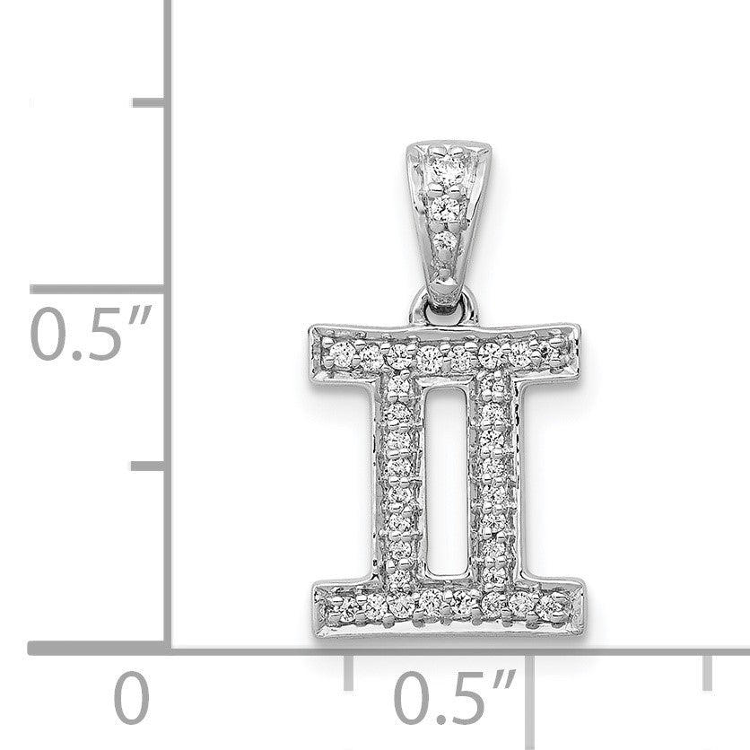 14k White Gold Diamond Gemini Zodiac Pendant