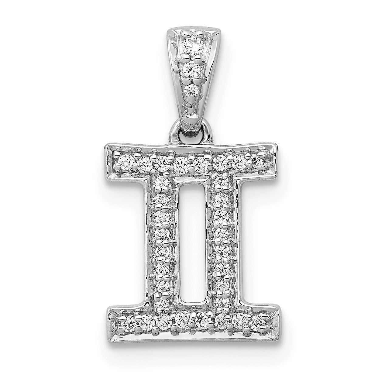 14k White Gold Diamond Gemini Zodiac Pendant