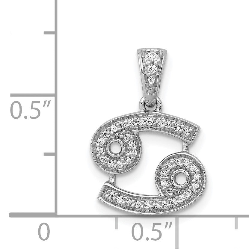 14k White Gold Diamond Cancer Zodiac Pendant