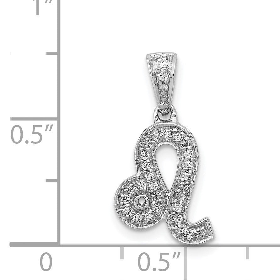 14k White Gold Diamond Leo Zodiac Pendant