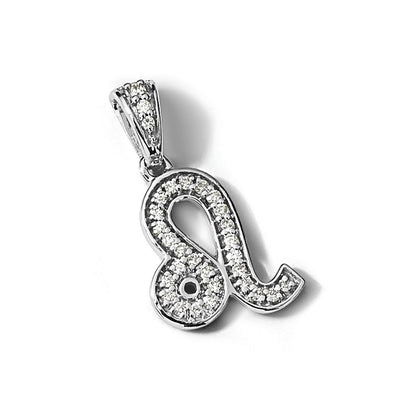 14k White Gold Diamond Leo Zodiac Pendant