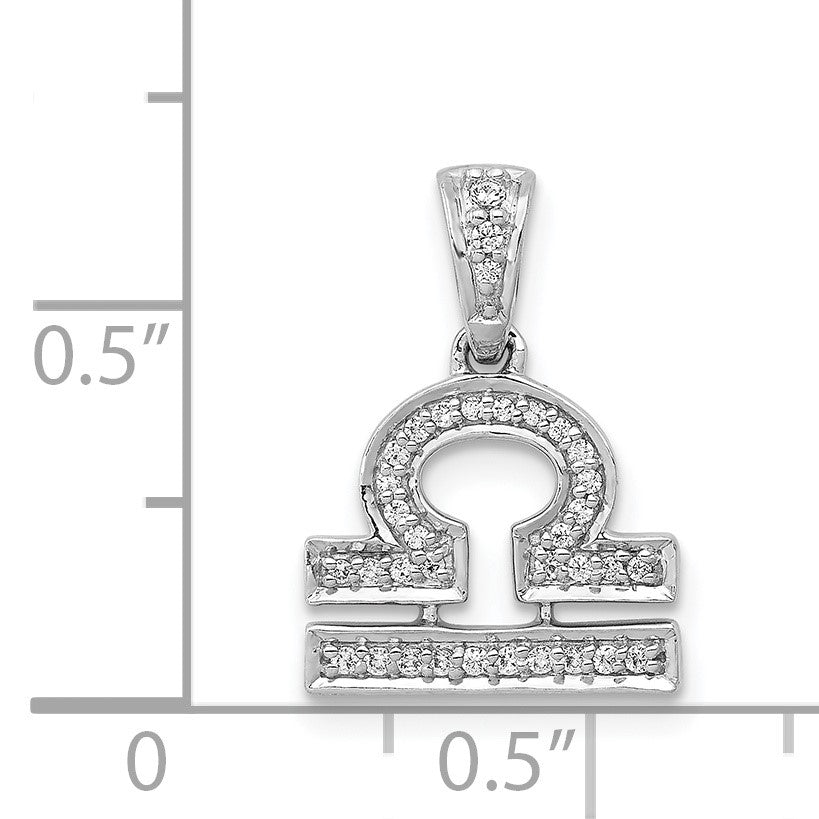 14k White Gold Diamond Libra Zodiac Pendant