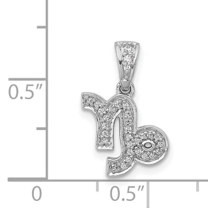 14k White Gold Diamond Capricorn Zodiac Pendant
