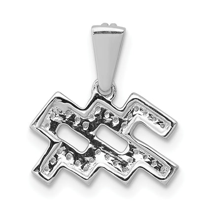 14k White Gold Diamond Aquarius Zodiac Pendant