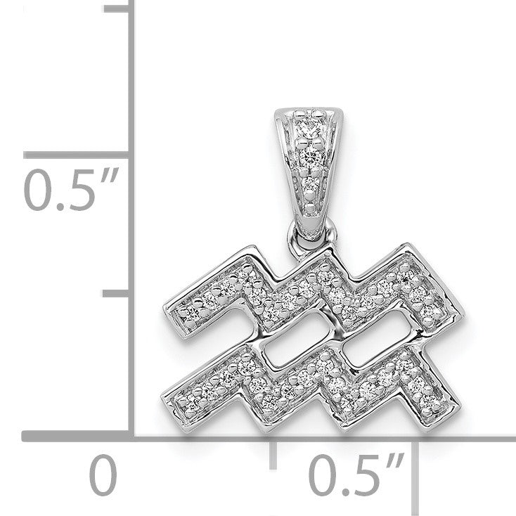 14k White Gold Diamond Aquarius Zodiac Pendant