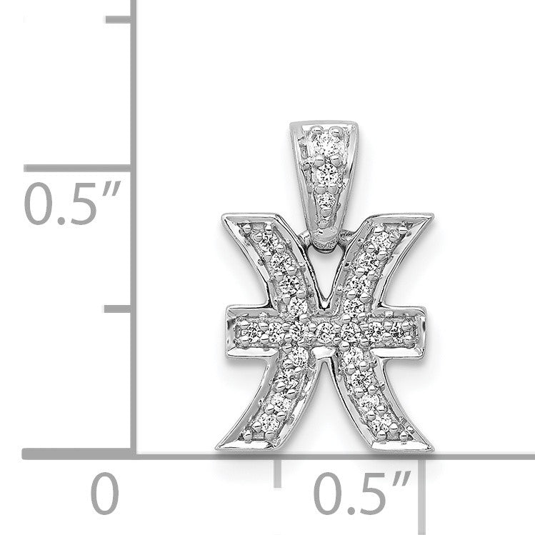 14k White Gold Diamond Pisces Zodiac Pendant