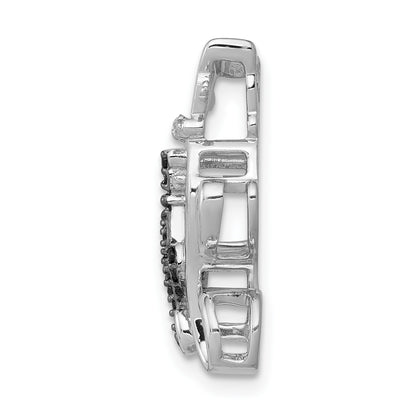 14k White Gold Black and White Diamond Big and Little Cats Chain Slide