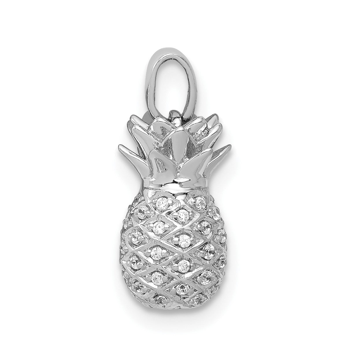 14k White Gold 1/6 carat Diamond Pineapple Pendant