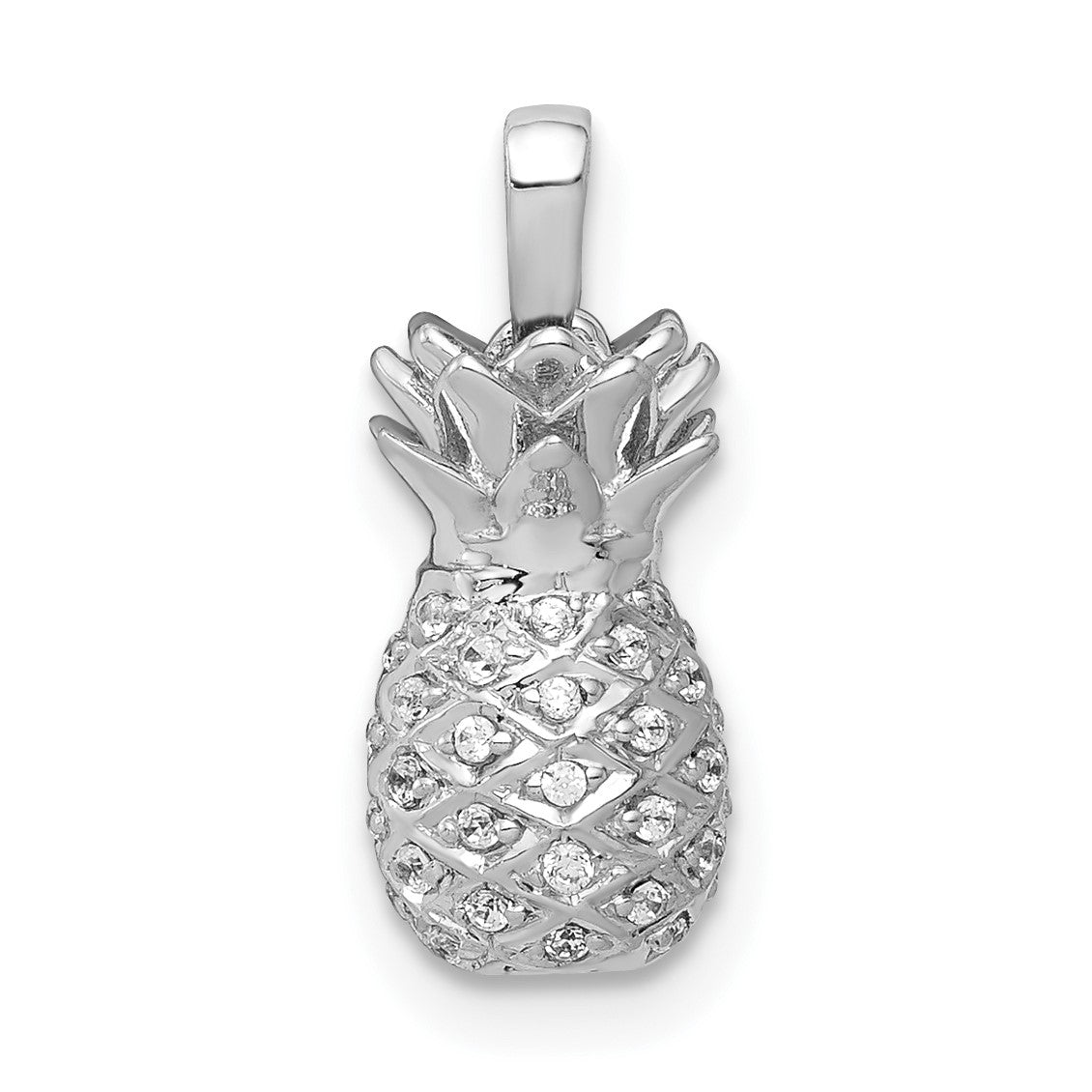14k White Gold 1/6 carat Diamond Pineapple Pendant