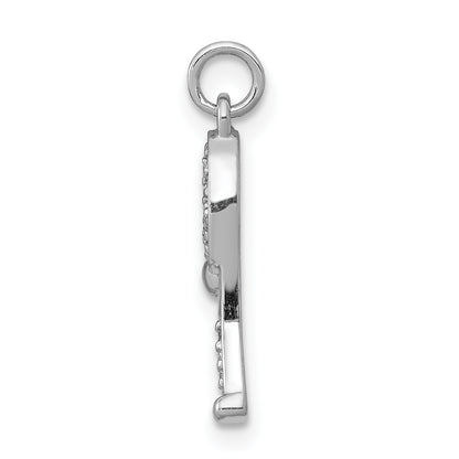 14k White Gold Diamond Racquet and Ball Pendant