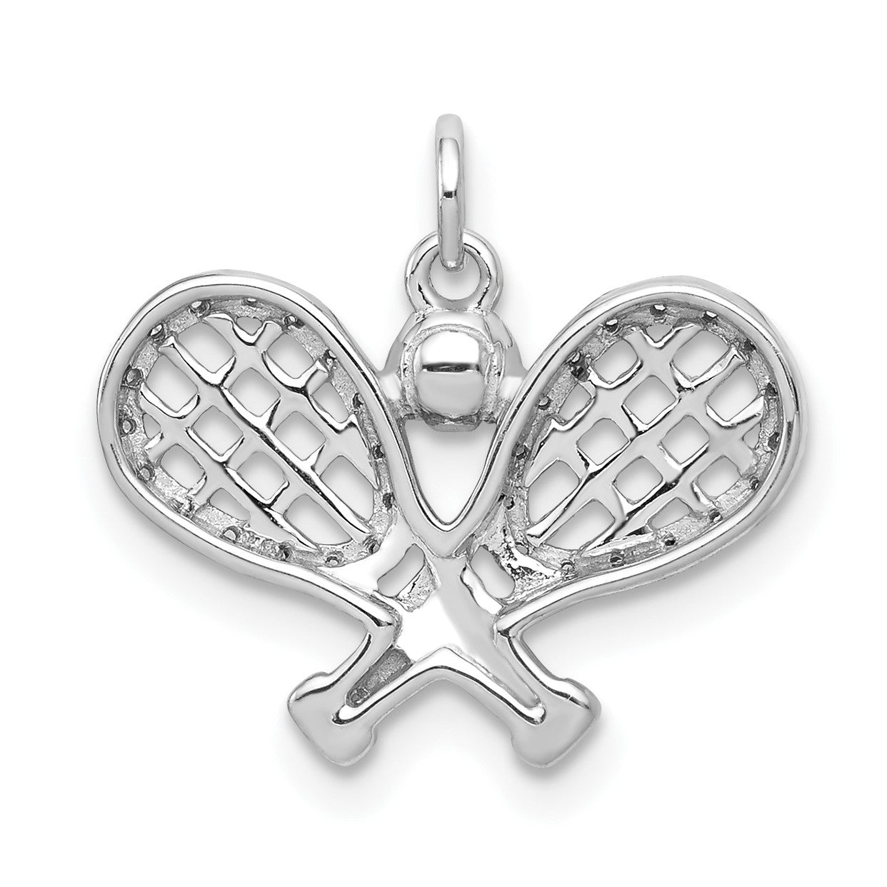 14k White Gold Diamond Racquets and Ball Pendant