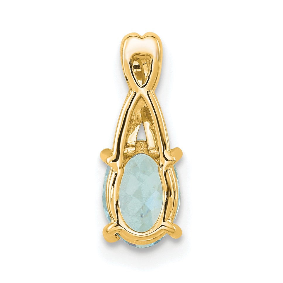 14k 7x5 Oval March/Aquamarine and Diamond Pendant