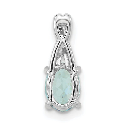 14K White Gold 7x5 Oval March/Aquamarine and Diamond Pendant