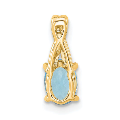 14k 7x5 Oval December/Blue Topaz and Diamond Pendant