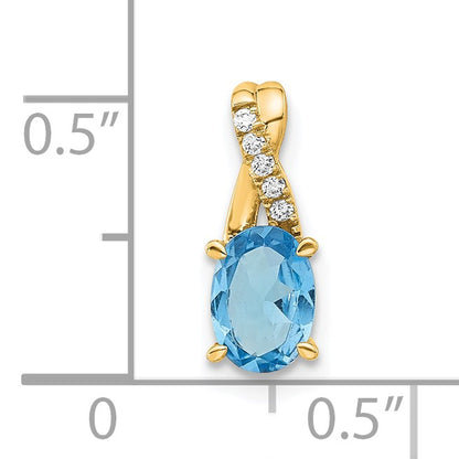 14k 7x5 Oval December/Blue Topaz and Diamond Pendant
