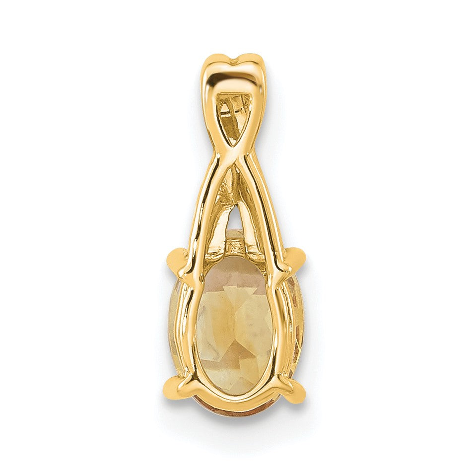 14k 7x5 Oval November/Citrine and Diamond Pendant