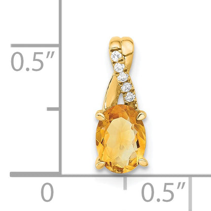 14k 7x5 Oval November/Citrine and Diamond Pendant