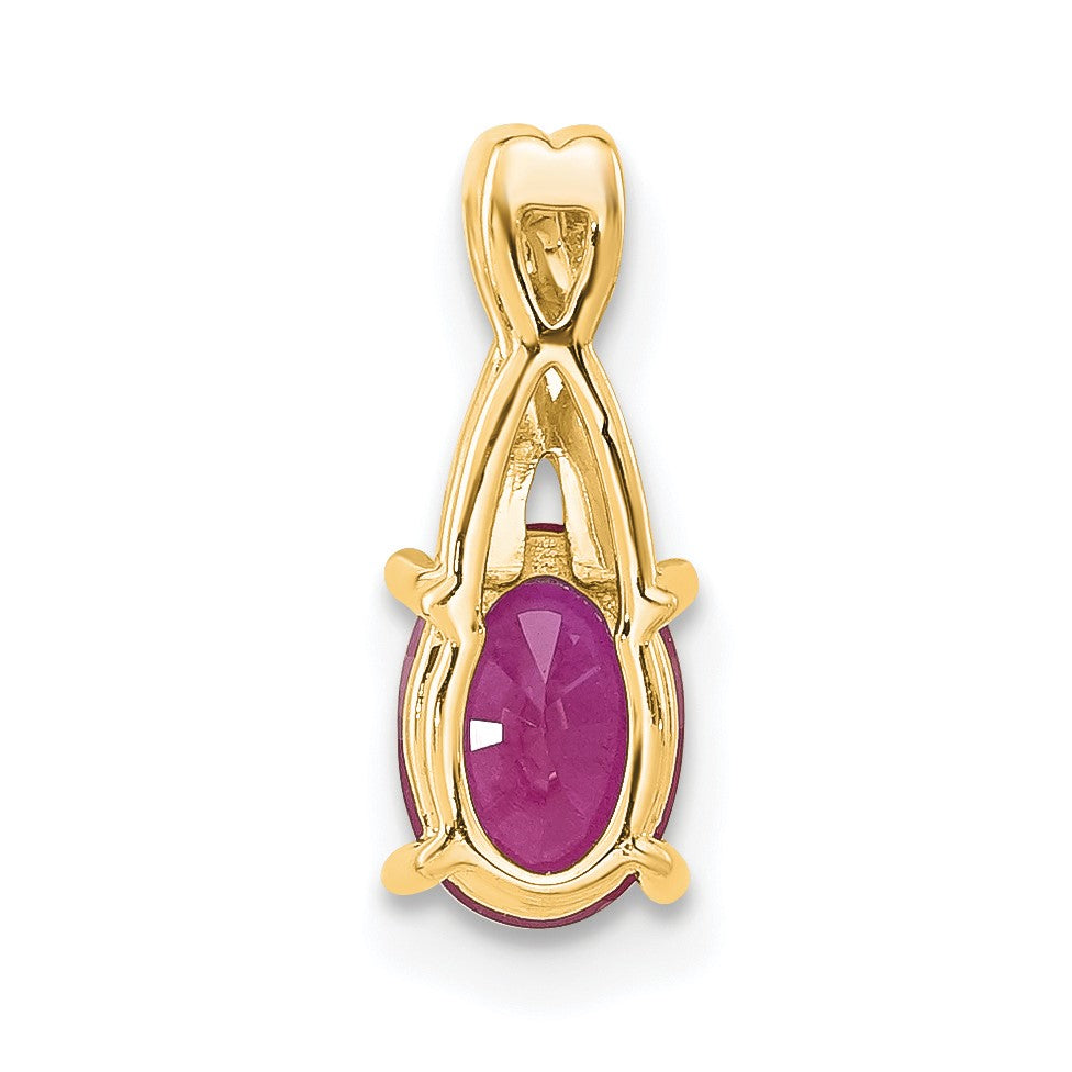 14k 7x5 Oval July/Lab Created Ruby and Diamond Pendant