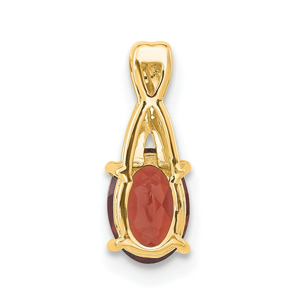 14k 7x5 Oval January/Garnet and Diamond Pendant