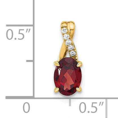 14k 7x5 Oval January/Garnet and Diamond Pendant