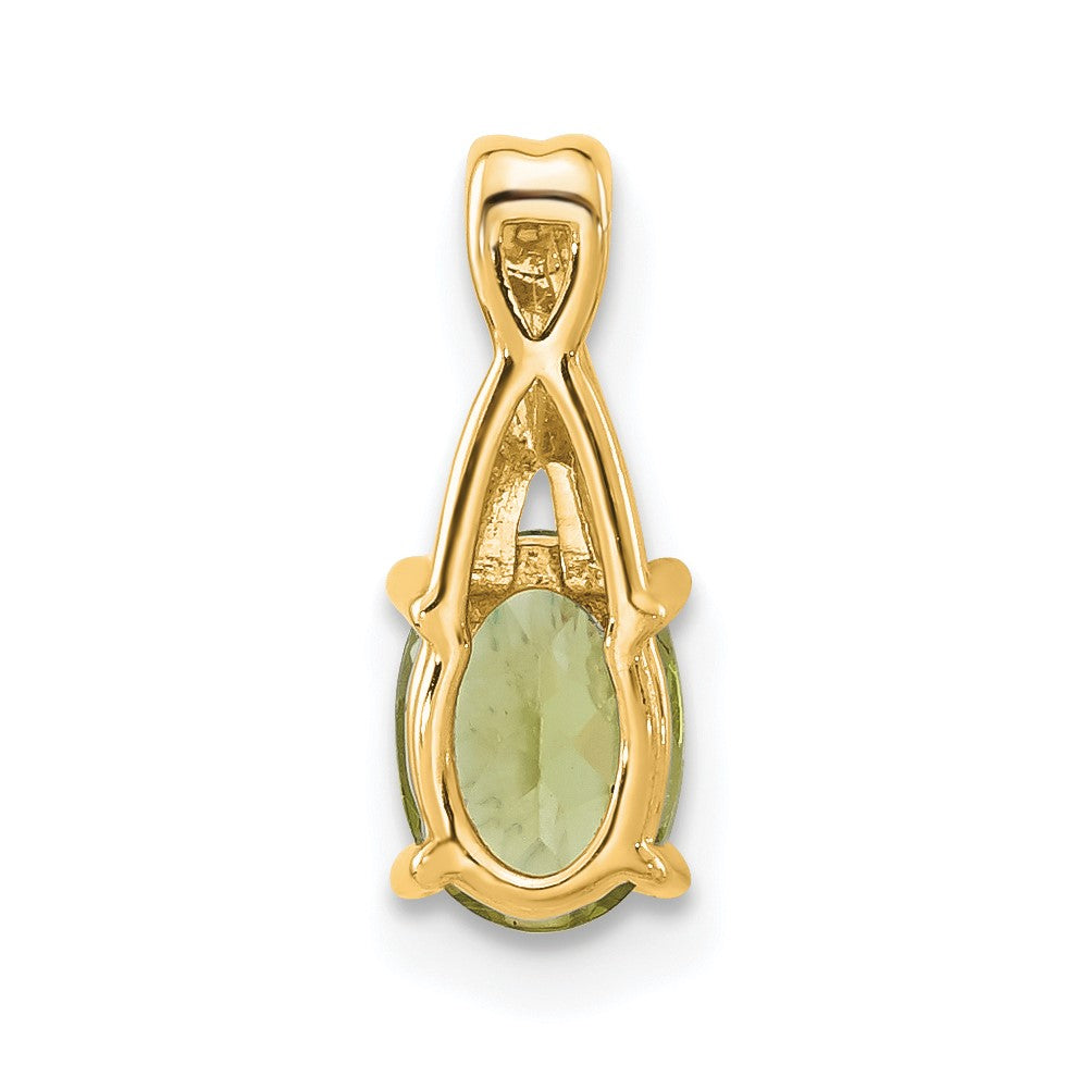 14k 7x5 Oval August/Peridot and Diamond Pendant