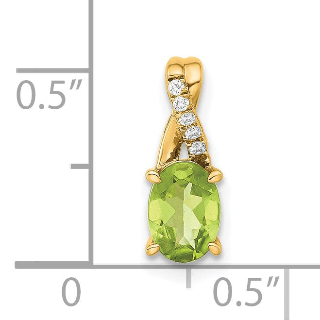 14k 7x5 Oval August/Peridot and Diamond Pendant