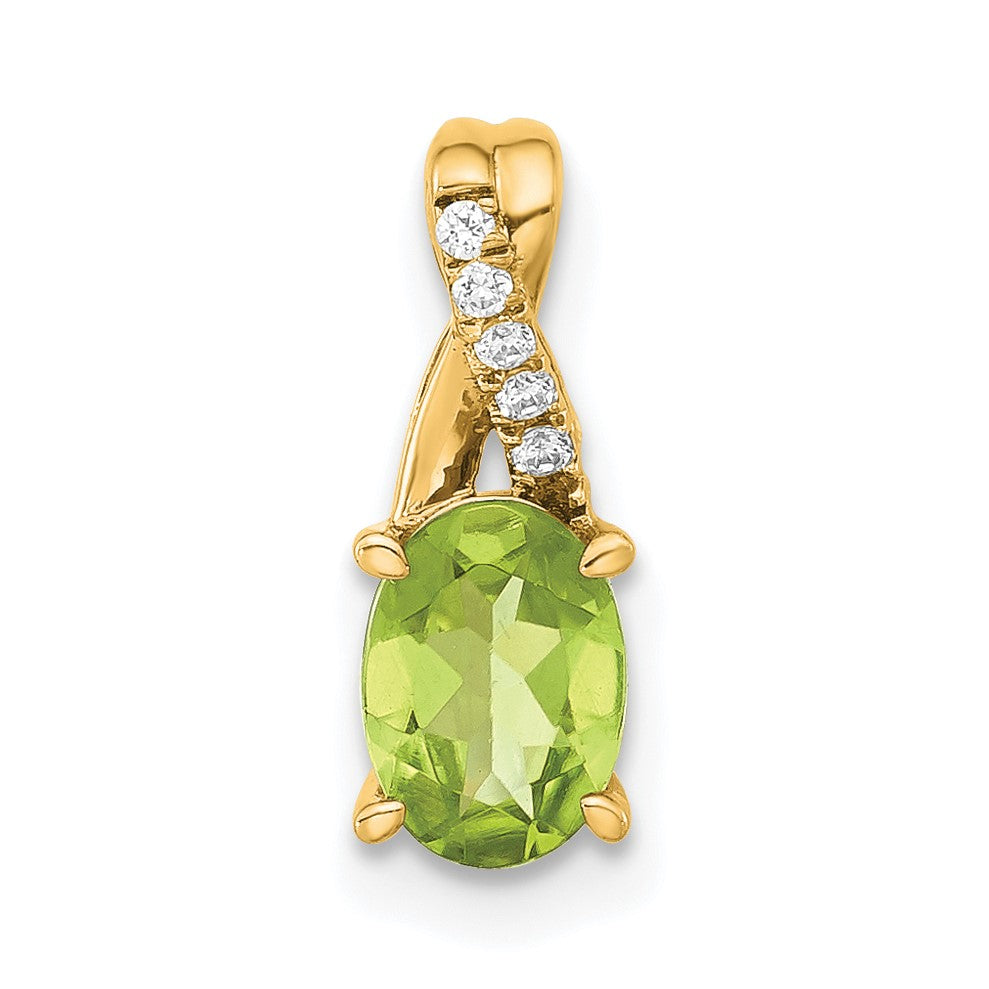 14k 7x5 Oval August/Peridot and Diamond Pendant