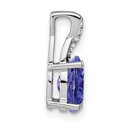 14k White Gold 7x5mm Oval Tanzanite and Diamond Pendant