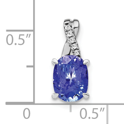 14k White Gold 7x5mm Oval Tanzanite and Diamond Pendant