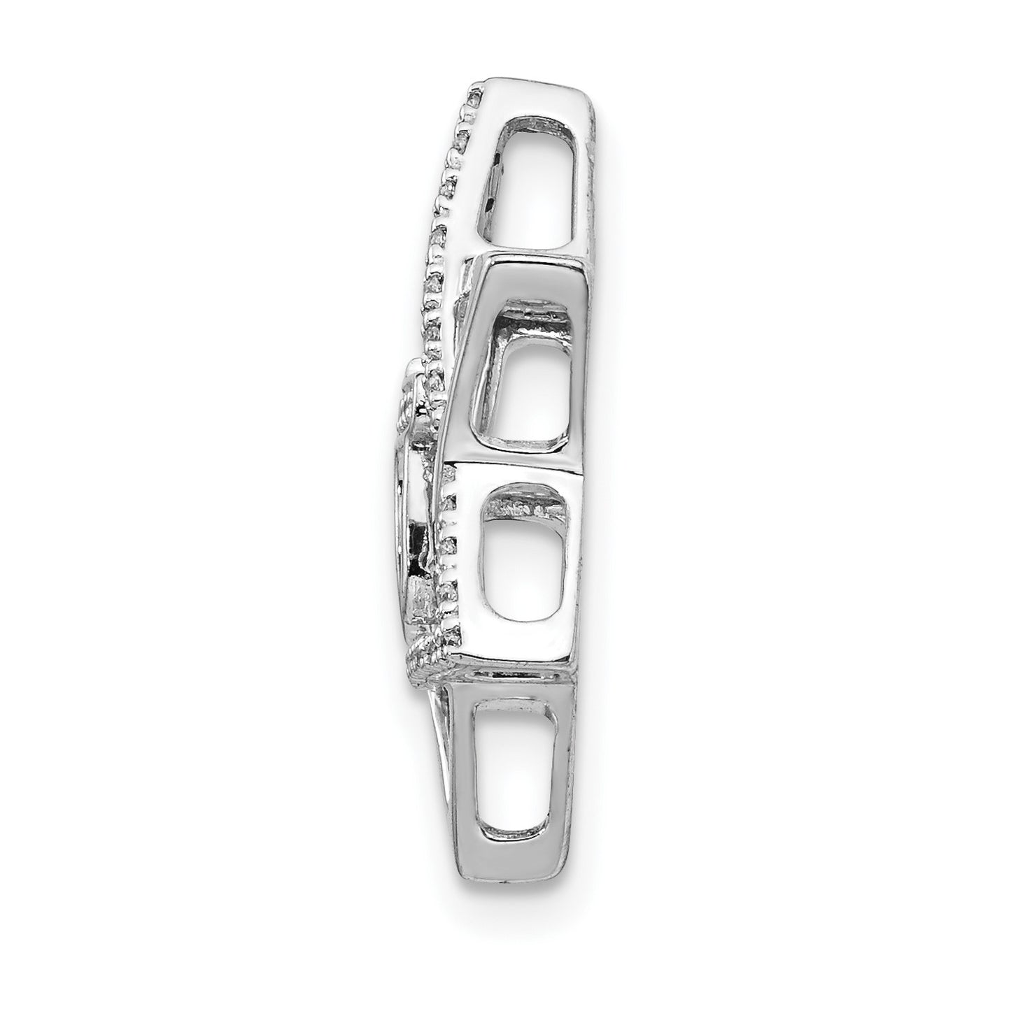14k White Gold 1/10 carat Diamond Star of David with Chai Chain Slide