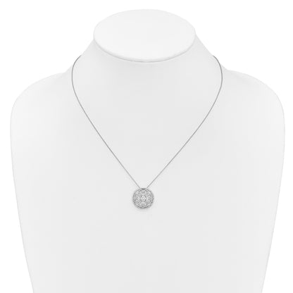 14k White Gold 1/2 carat Diamond Vintage Hearts Pendant 18 inch Necklace