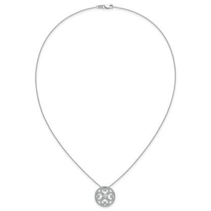14k White Gold 1/2 carat Diamond Vintage Hearts Pendant 18 inch Necklace