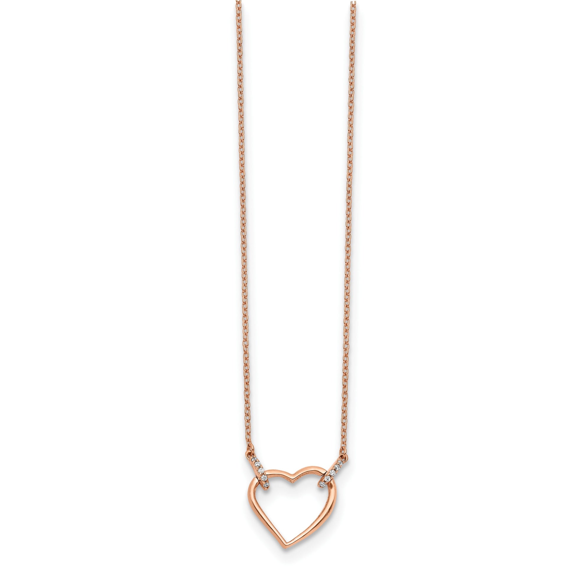 14k Rose Gold 1/20 carat Diamond Heart 18 inch Necklace