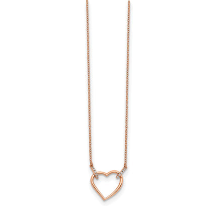 14k Rose Gold 1/20 carat Diamond Heart 18 inch Necklace