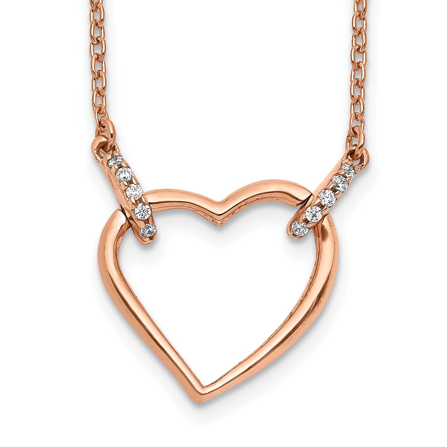 14k Rose Gold 1/20 carat Diamond Heart 18 inch Necklace