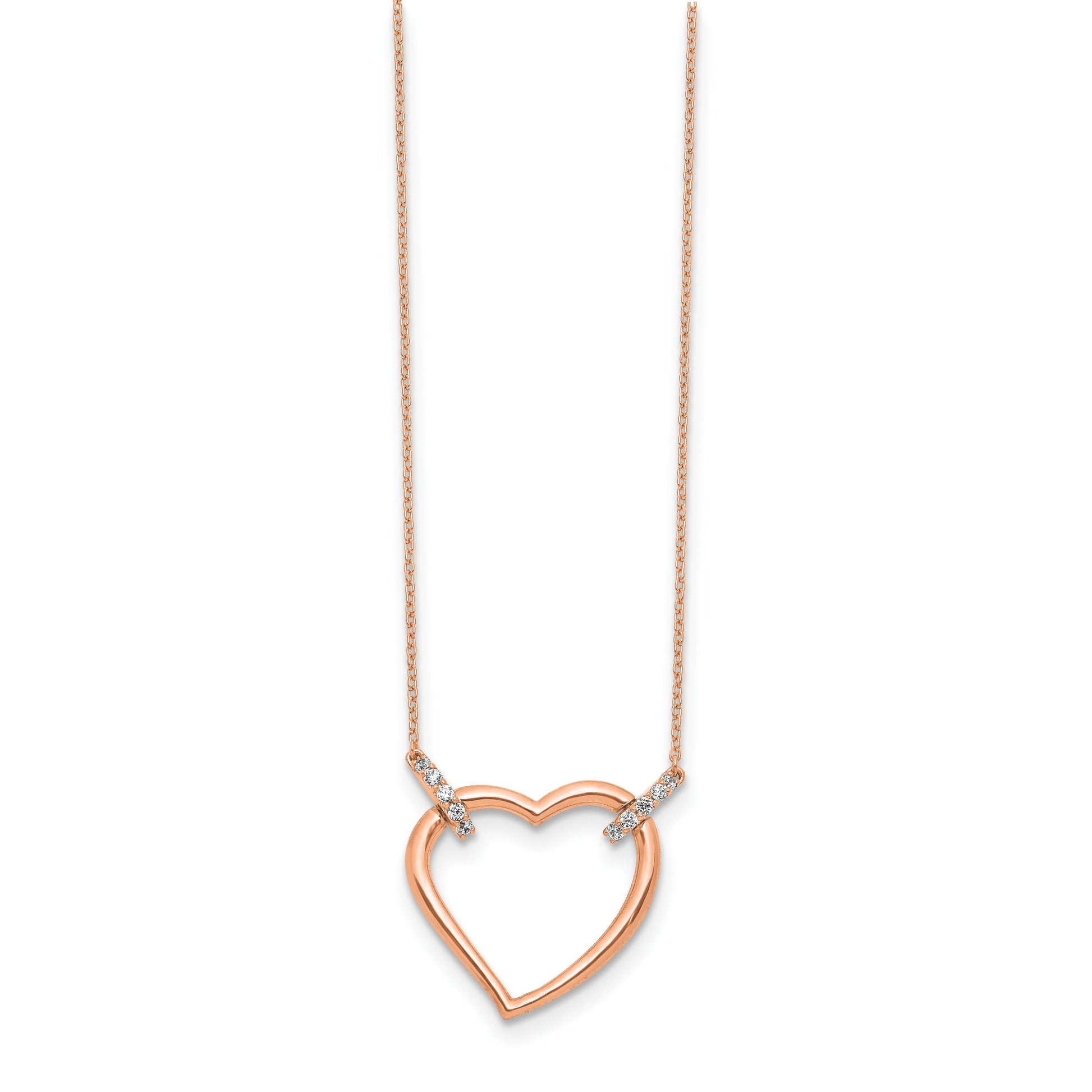14k Rose Gold 1/4 carat Diamond Heart 18 inch Necklace